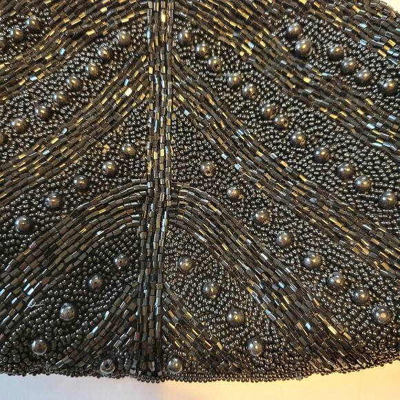 Vintage Beaded Bag Women's Small Embellished Clutch With Chain Black Tie Festive - Picture 3 of 10